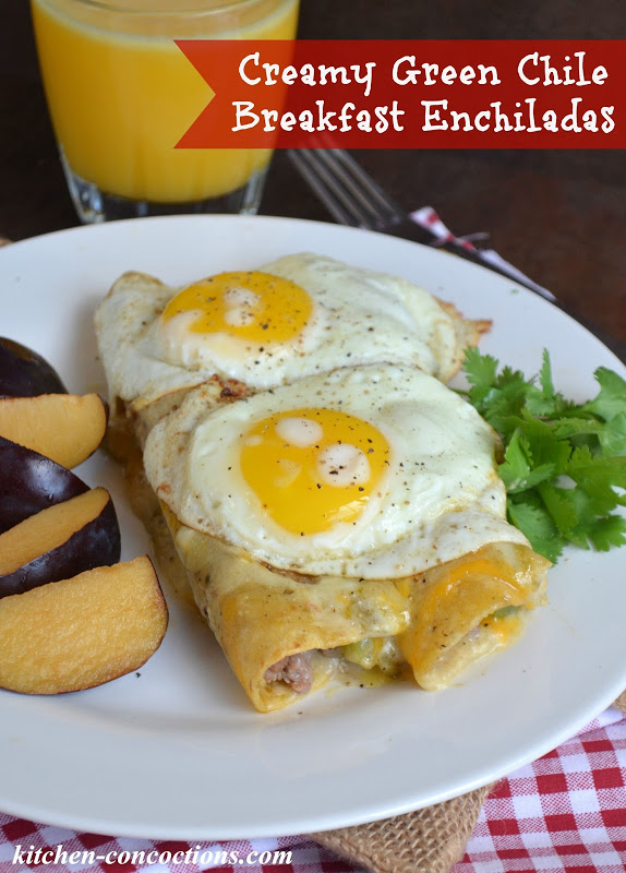 Creamy Green Chile Breakfast Enchiladas Kitchen Concoctions