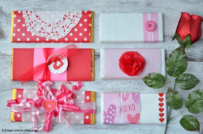DIY Valentine's Candy Bar Wrappers - Kitchen Concoctions