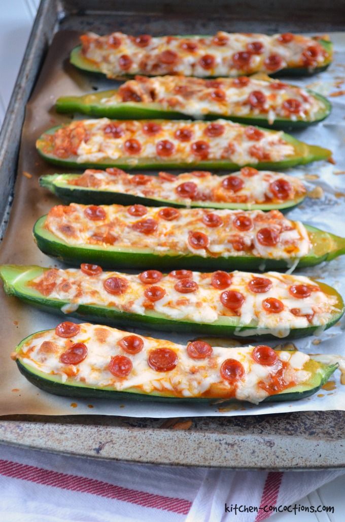Pepperoni Pizza Zucchini Boats Kitchen Concoctions